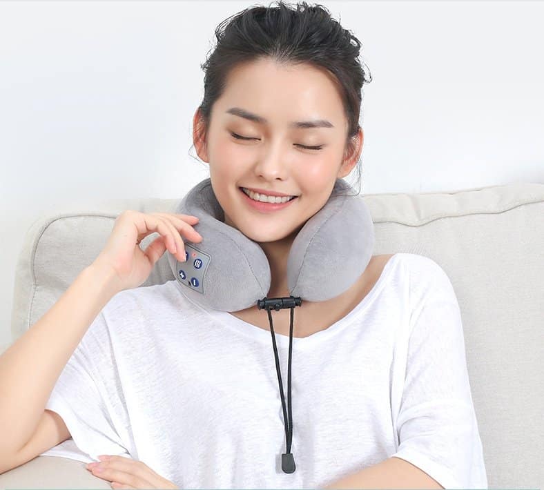 Remote professional using neck massager