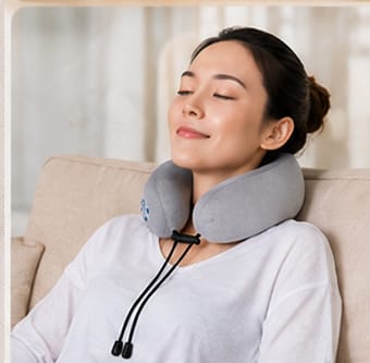 Person relaxing with neck massager