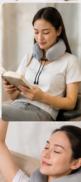 Student using neck massager